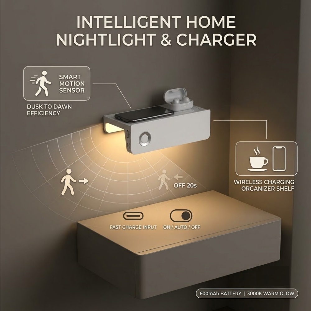 Smart Night Light - Draadloze LED-kastlamp Slimme bewegingsmelder Nachtlampje Type
