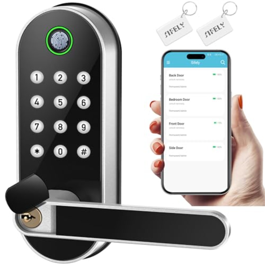 Airbnb Smart Home - Slimme deurvergrendeling met vingerafdruksensor, handgreep en