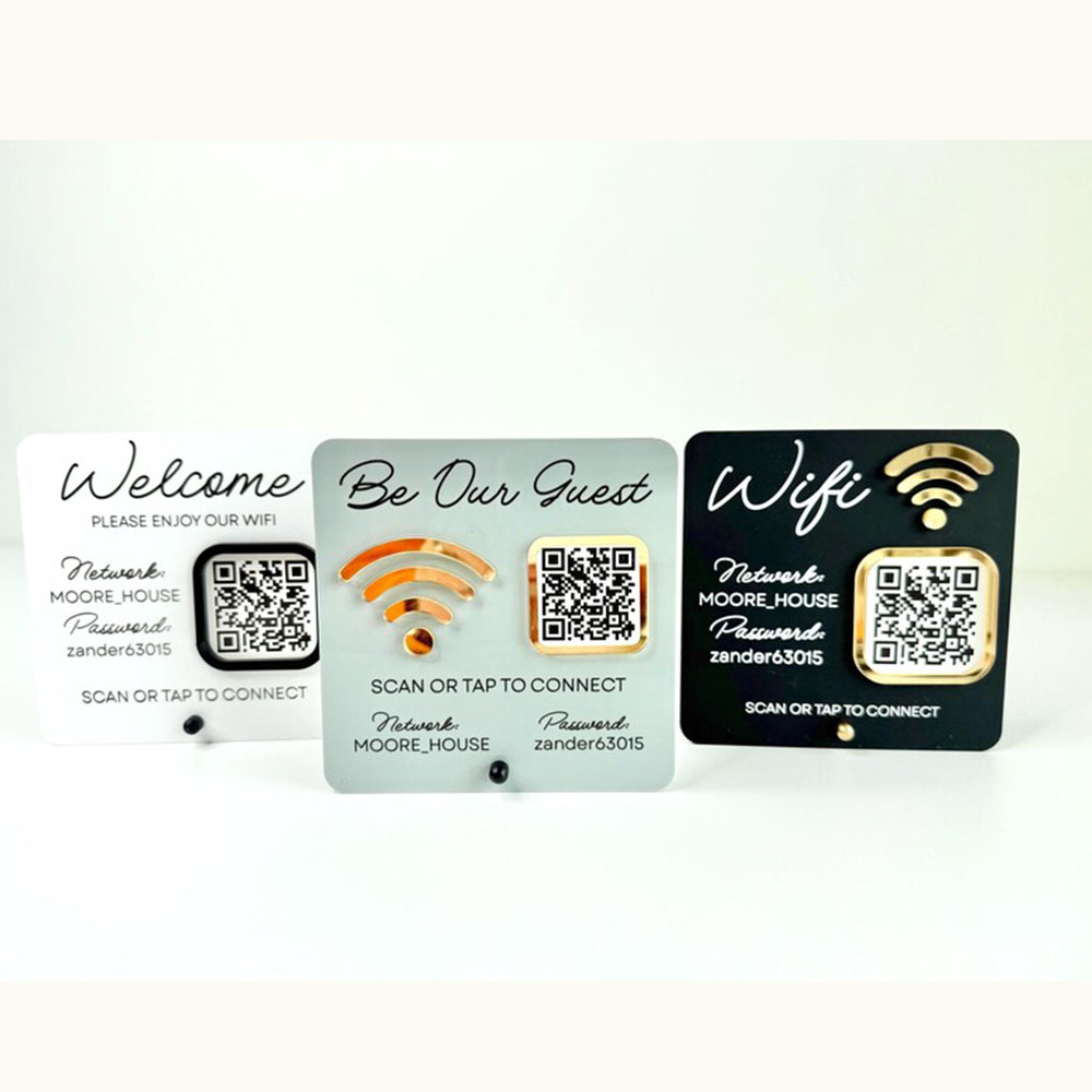 Airbnb Smart Home - Aanpasbaar acryl WiFi-bord met QR-code Kies